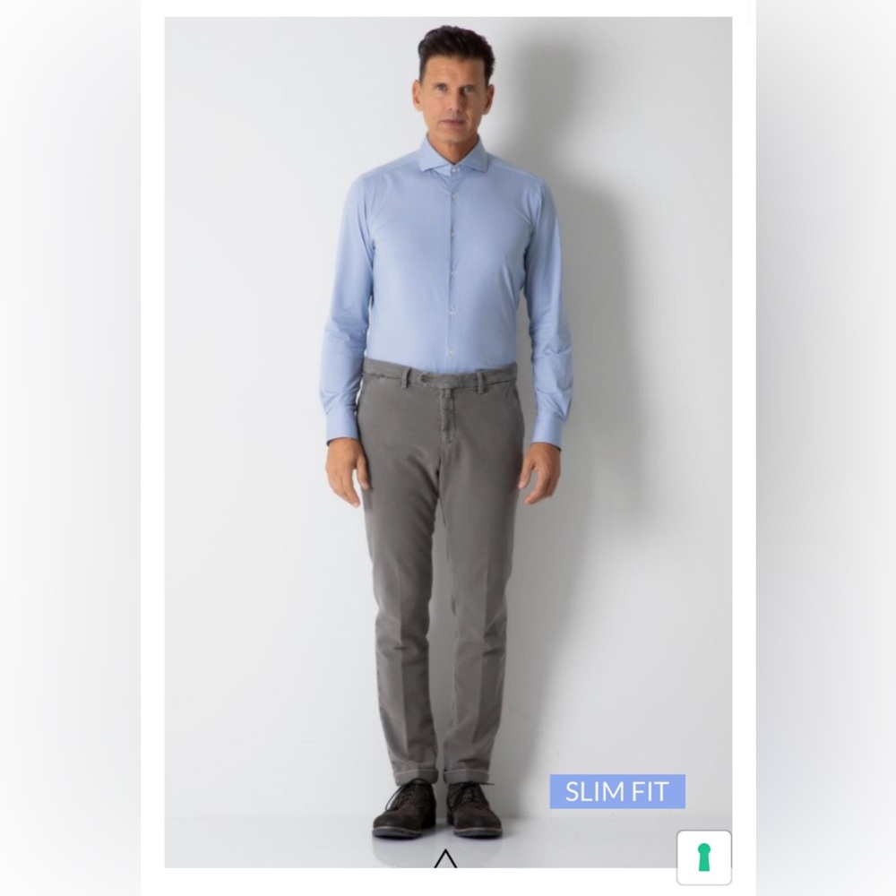 B Settecento Men’s Slim Fit Chino Gray/Grey Trousers PKR-B700-6008-MH700-43